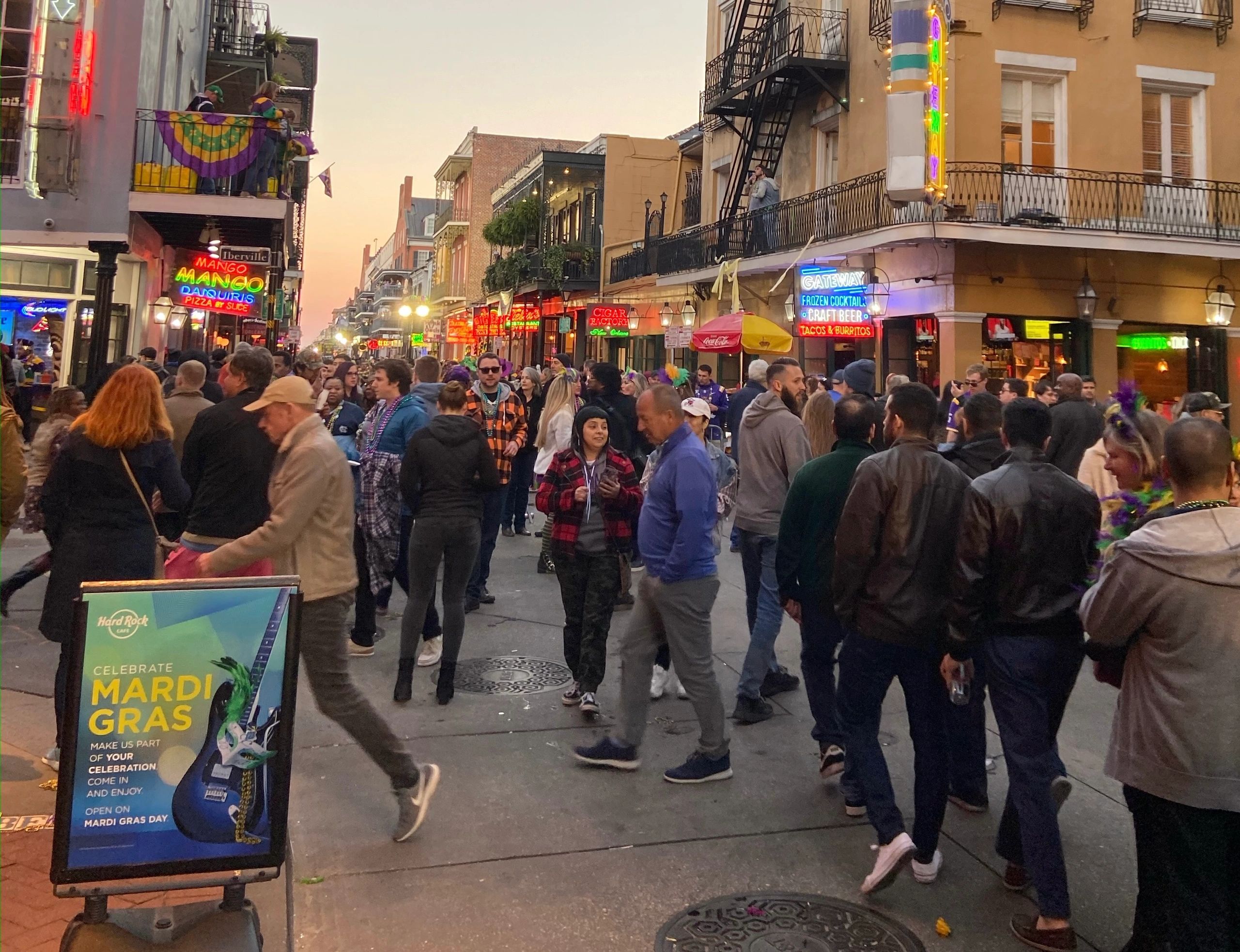 A busy street in the French Quarter during a local outreach in New Orleans